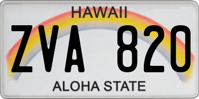 HI license plate ZVA820