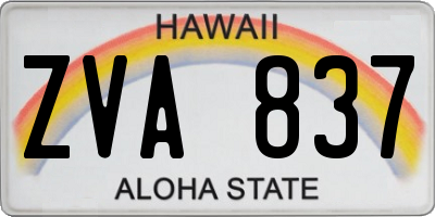 HI license plate ZVA837