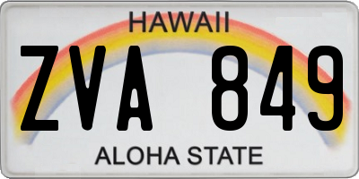 HI license plate ZVA849