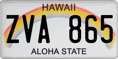 HI license plate ZVA865