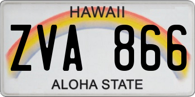HI license plate ZVA866