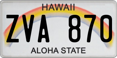 HI license plate ZVA870