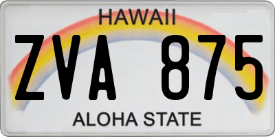 HI license plate ZVA875