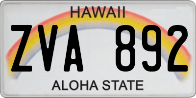 HI license plate ZVA892