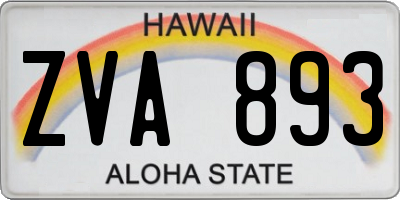 HI license plate ZVA893