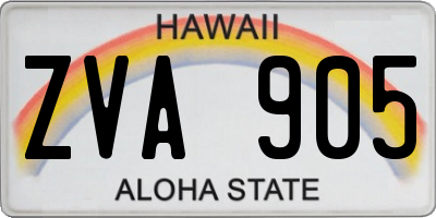 HI license plate ZVA905