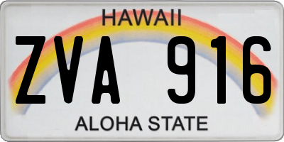 HI license plate ZVA916