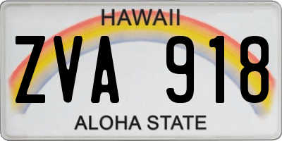 HI license plate ZVA918