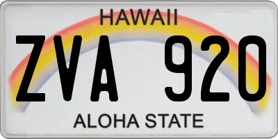HI license plate ZVA920