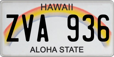 HI license plate ZVA936