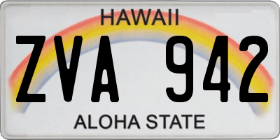 HI license plate ZVA942