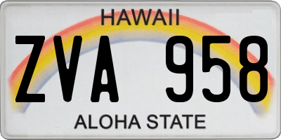 HI license plate ZVA958