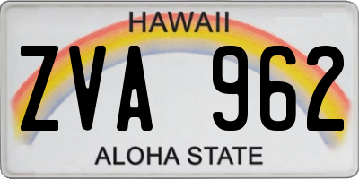 HI license plate ZVA962