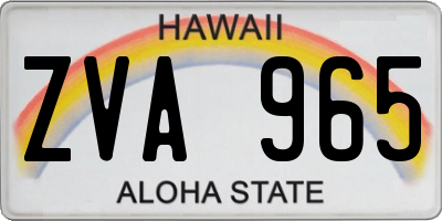 HI license plate ZVA965