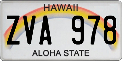 HI license plate ZVA978