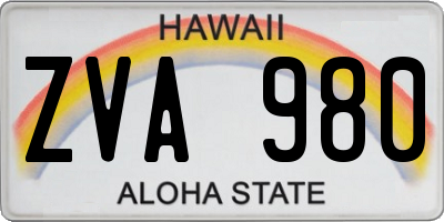 HI license plate ZVA980
