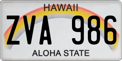HI license plate ZVA986