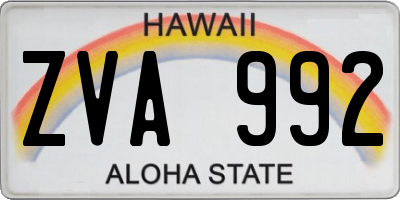 HI license plate ZVA992