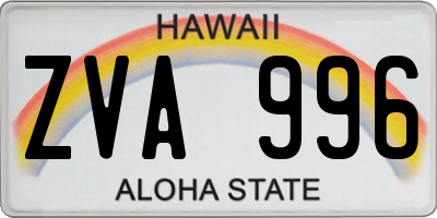 HI license plate ZVA996
