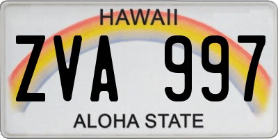HI license plate ZVA997