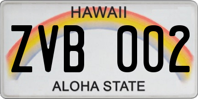 HI license plate ZVB002