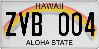 HI license plate ZVB004