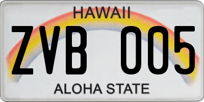 HI license plate ZVB005