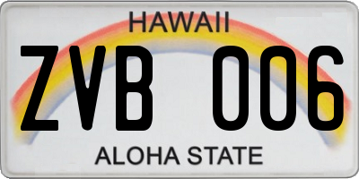 HI license plate ZVB006