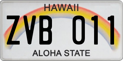 HI license plate ZVB011