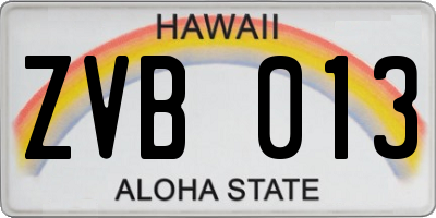 HI license plate ZVB013