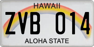 HI license plate ZVB014