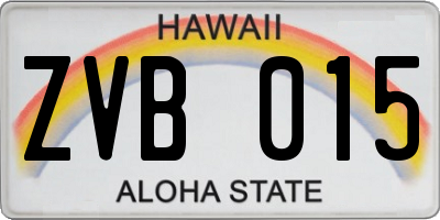 HI license plate ZVB015