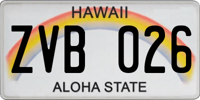 HI license plate ZVB026