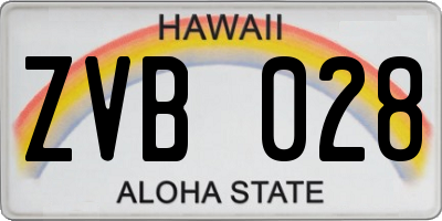 HI license plate ZVB028