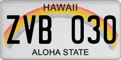 HI license plate ZVB030