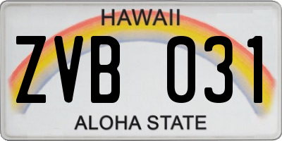 HI license plate ZVB031