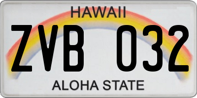 HI license plate ZVB032