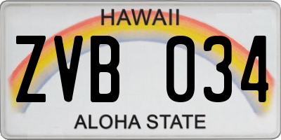 HI license plate ZVB034