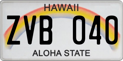 HI license plate ZVB040