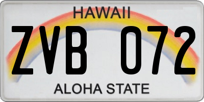 HI license plate ZVB072