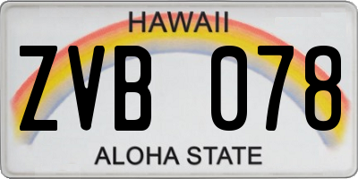 HI license plate ZVB078