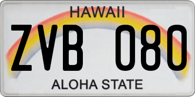 HI license plate ZVB080
