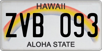 HI license plate ZVB093