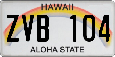 HI license plate ZVB104