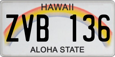 HI license plate ZVB136