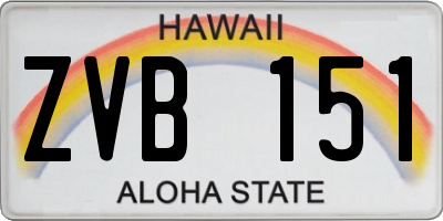 HI license plate ZVB151