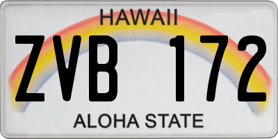 HI license plate ZVB172