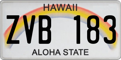 HI license plate ZVB183