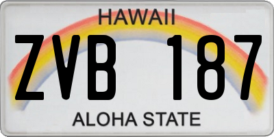 HI license plate ZVB187