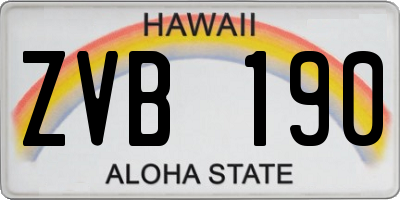 HI license plate ZVB190